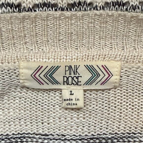 PINK ROSE GREEN AND CREAM LONG LINE KNIT CARDIGAN SWEATER CREAM OLIVE LARGE - Picture 6 of 9